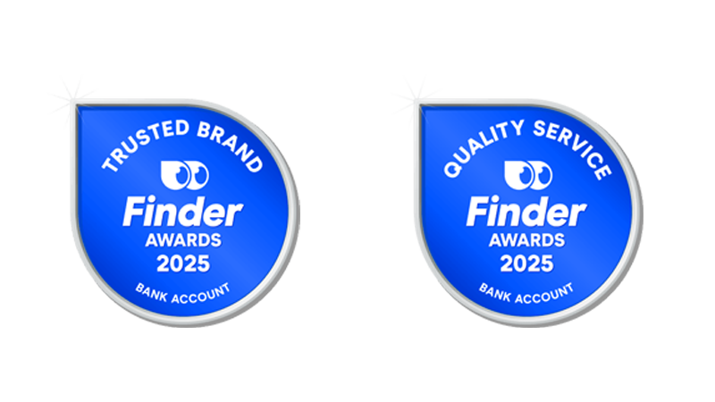 Finder awards 2025 for bank accounts - Trusted brand, Quality service